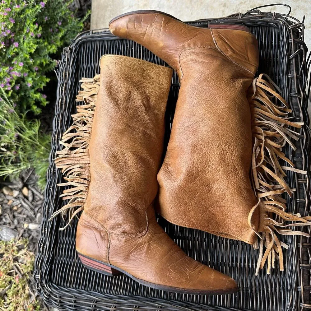 Laredo Leather Boots Womens Size 6 M Fringed Western Cowboy Cowgirl Taylor Swift